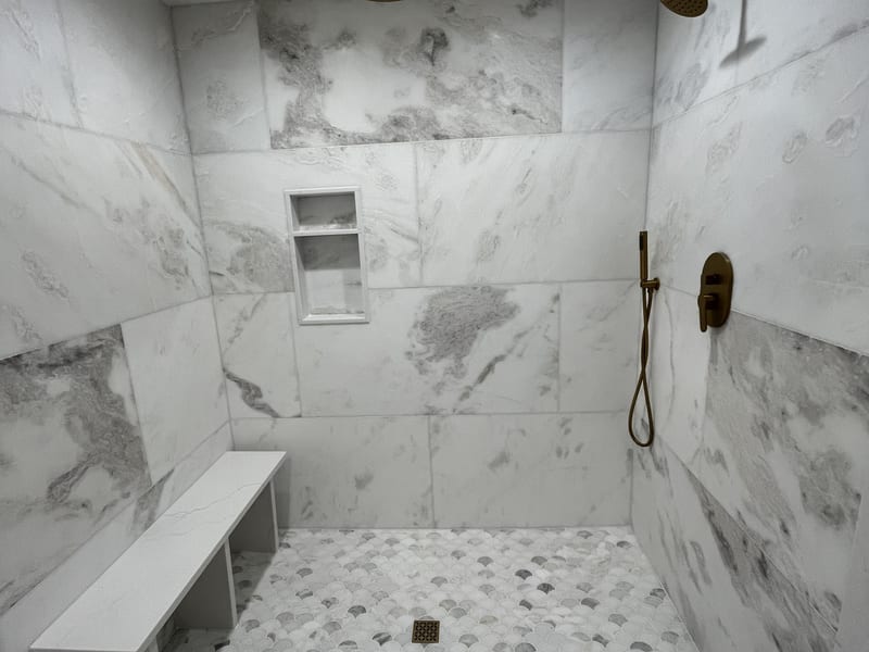 Custom shower and tile renovation detail